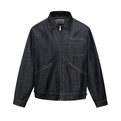 Men's Vintage Denim Jacket Streetwear Contrast Stitching Oversized Collar Jacket