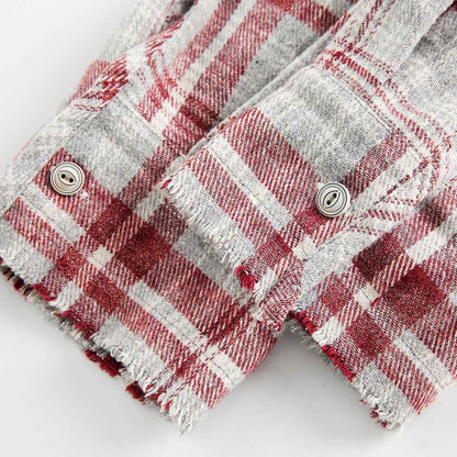 Make old loose plaid long sleeved shirt for women | MuddyStock Originals
