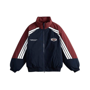 Tape Patchwork Cotton Jacket with Stand-up Collar For Men And Women | MuddyStock Originals Navy Blue