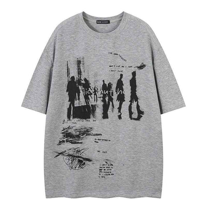 Retro Print Loose T-Shirt For Men And Women | MuddyStock Originals Gray MuddyStock