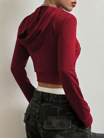 Letter Graphic Zip Up Long Sleeve Hoodie For Women | MuddyStock Originals MuddyStock