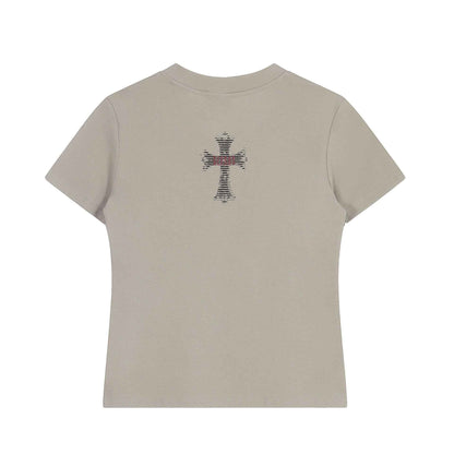 Print V-Neck Short Sleeve T-Shirt, Shoulder Length, Casual Style