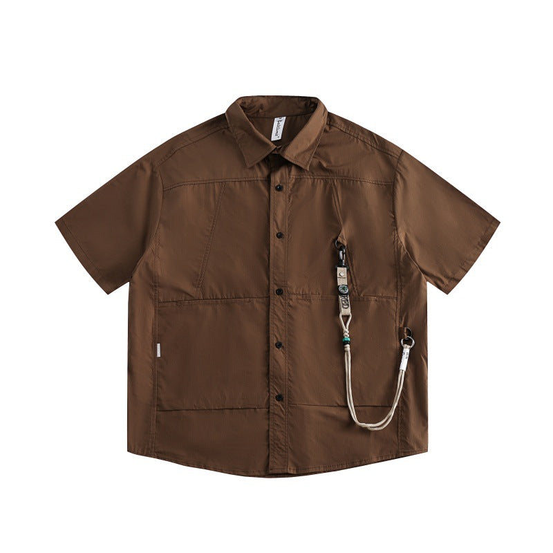 Mountain compass hanging rope decoration workwear shirt for men