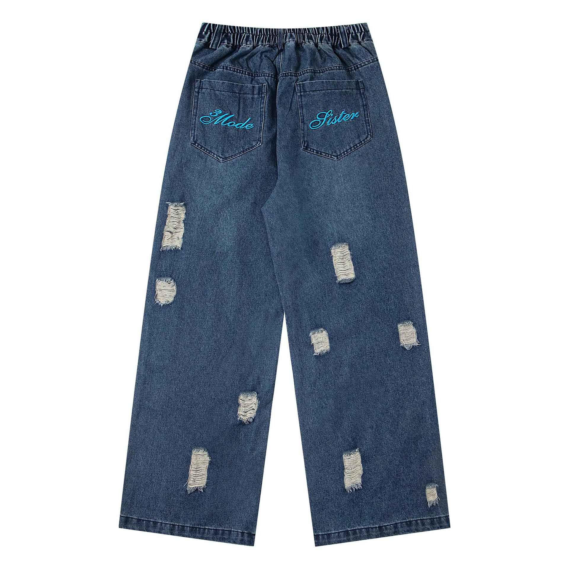 Cartoon Printed worn jeans for men and women | MuddyStock Originals