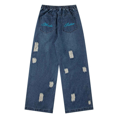 Cartoon Printed worn jeans for men and women | MuddyStock Originals