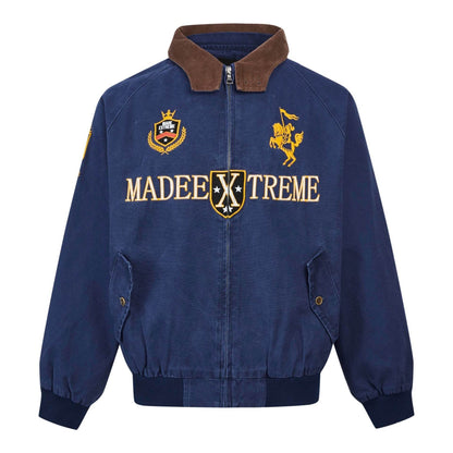 Vintage Street Style Detroit Embroidered Jacket for Women 241163-Blue MuddyStock