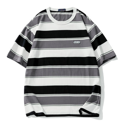 Striped loose short sleeved T-shirt For Men And Women | MuddyStock Originals Black Stripes MuddyStock