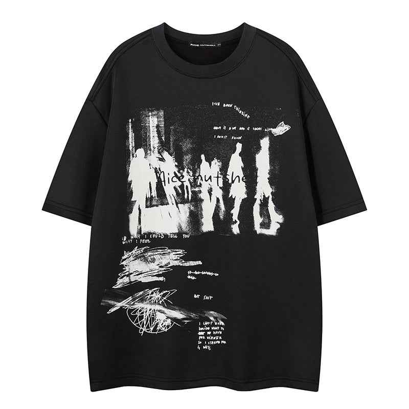 Retro Print Loose T-Shirt For Men And Women | MuddyStock Originals Black MuddyStock
