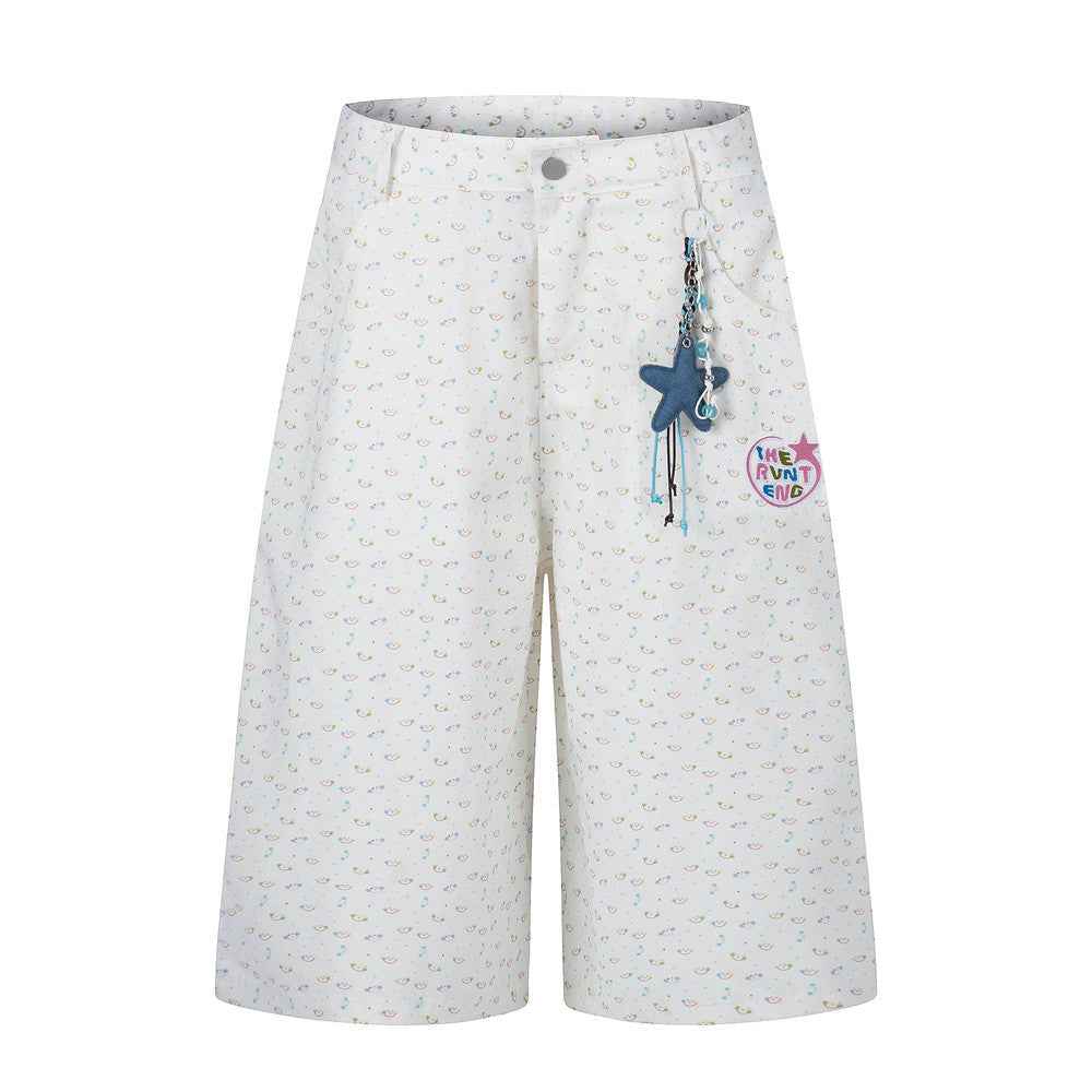 Cartoon Kitty floral print full cropped pants for women | MuddyStock Originals White