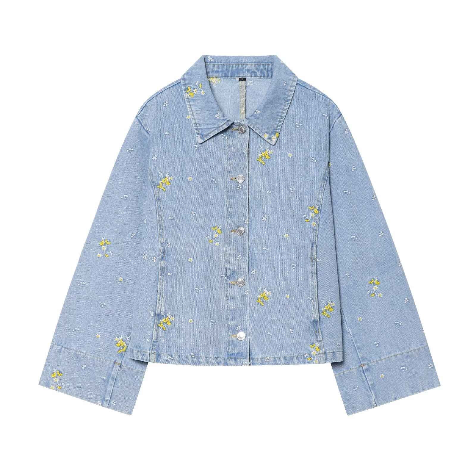 Embroidered denim jacket+denim shorts set for women | MuddyStock Originals