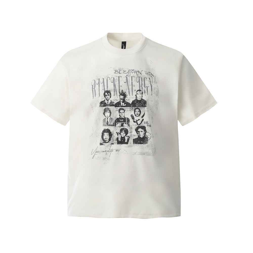 American Retro Portrait Print Short Sleeve T-Shirt For Men | MuddyStock Originals White MuddyStock