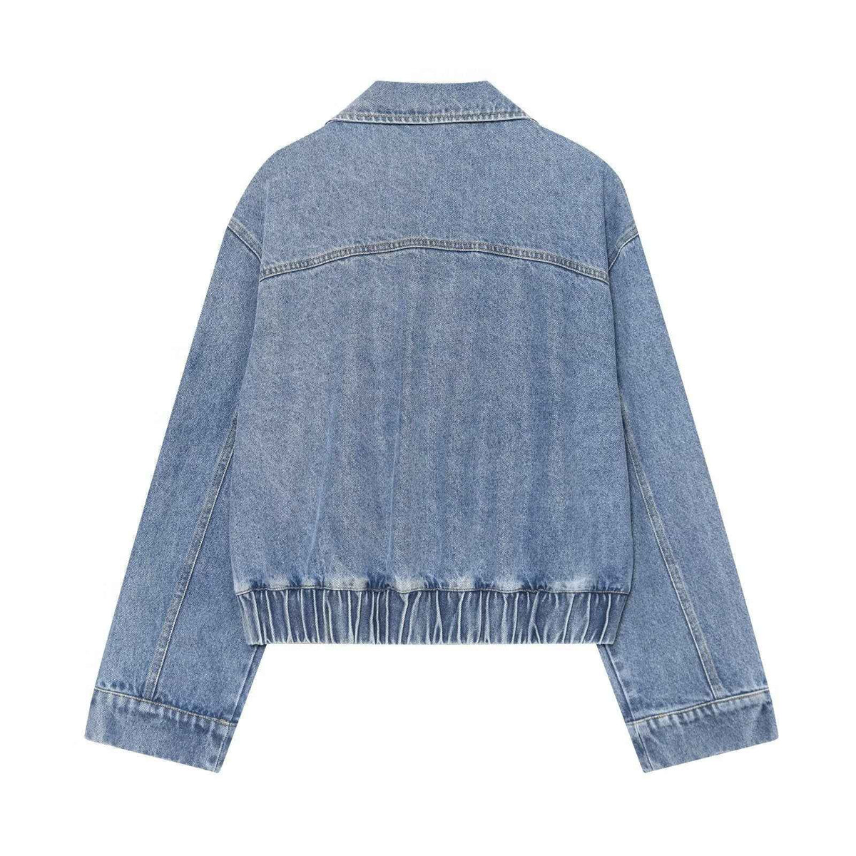 Loose shoulder strap double breasted denim jacket for women | MuddyStock Originals