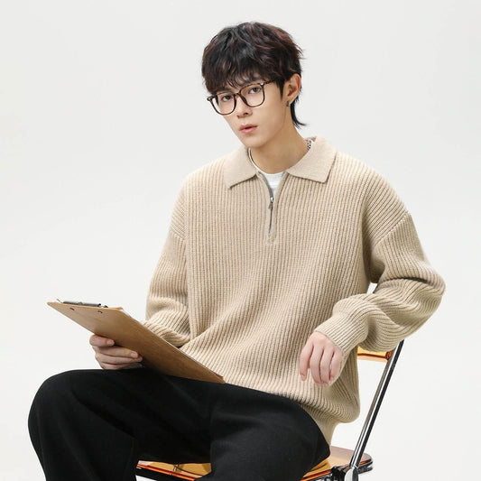 Half zip lapel sweater for men | MuddyStock Originals