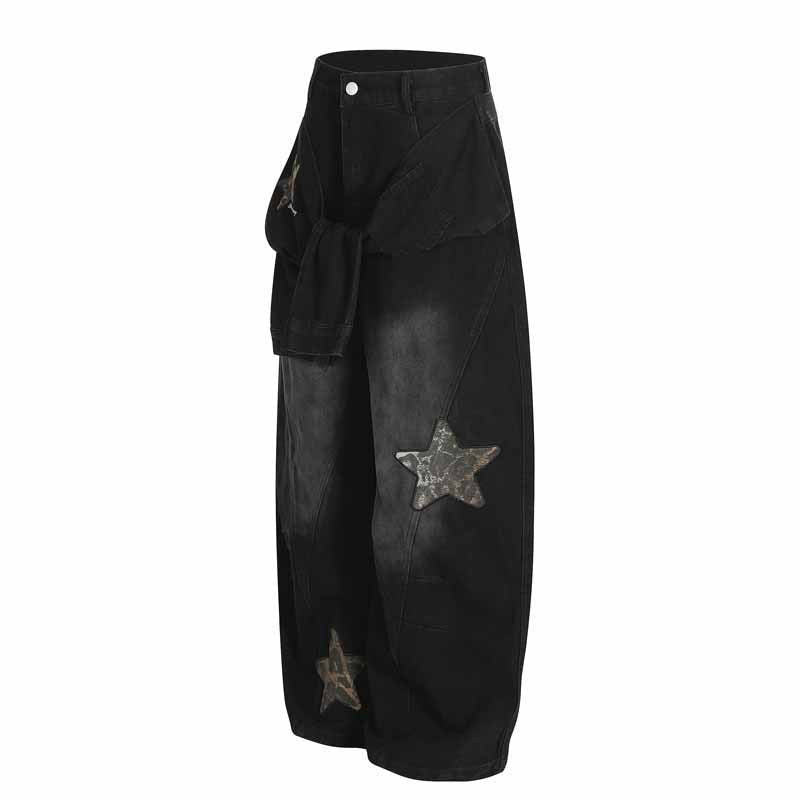 Hip Hop Leopard Print Star Knife Cut Jeans For Women | MuddyStock Originals