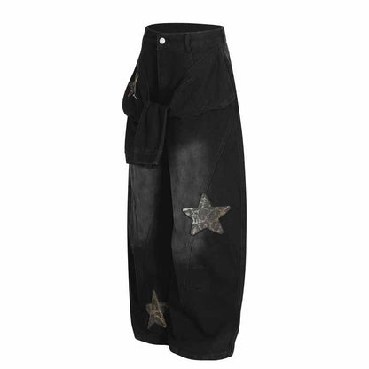Hip Hop Leopard Print Star Knife Cut Jeans For Women | MuddyStock Originals