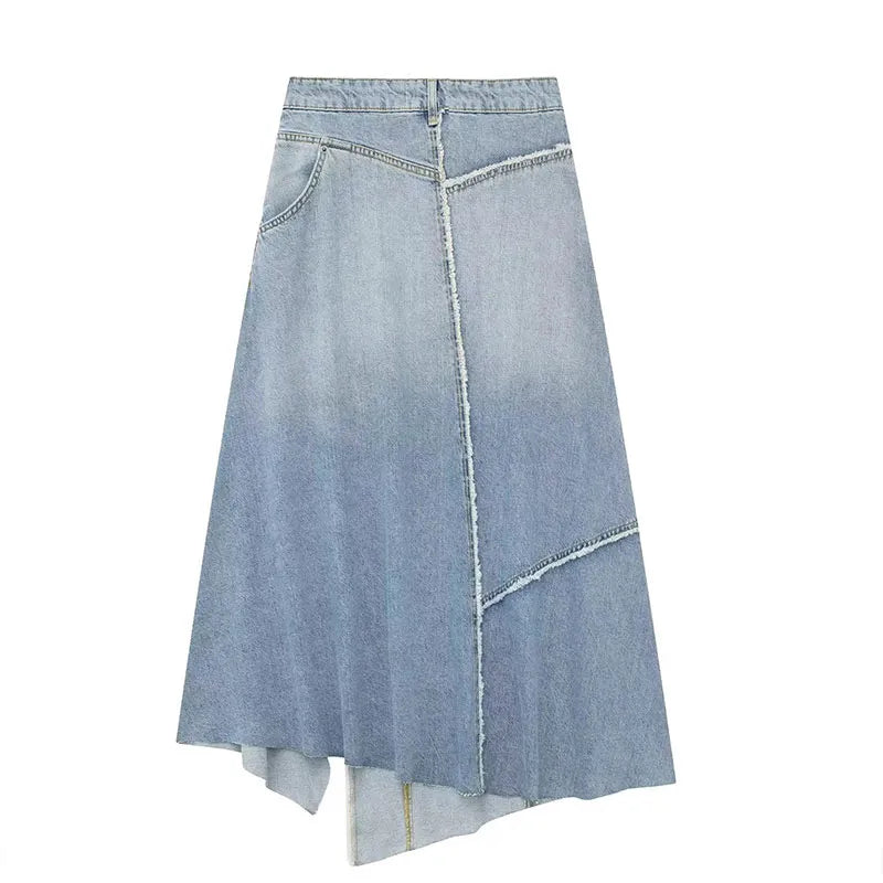 Women's Patchwork Split Light blue Skirt | MuddyStock Originals