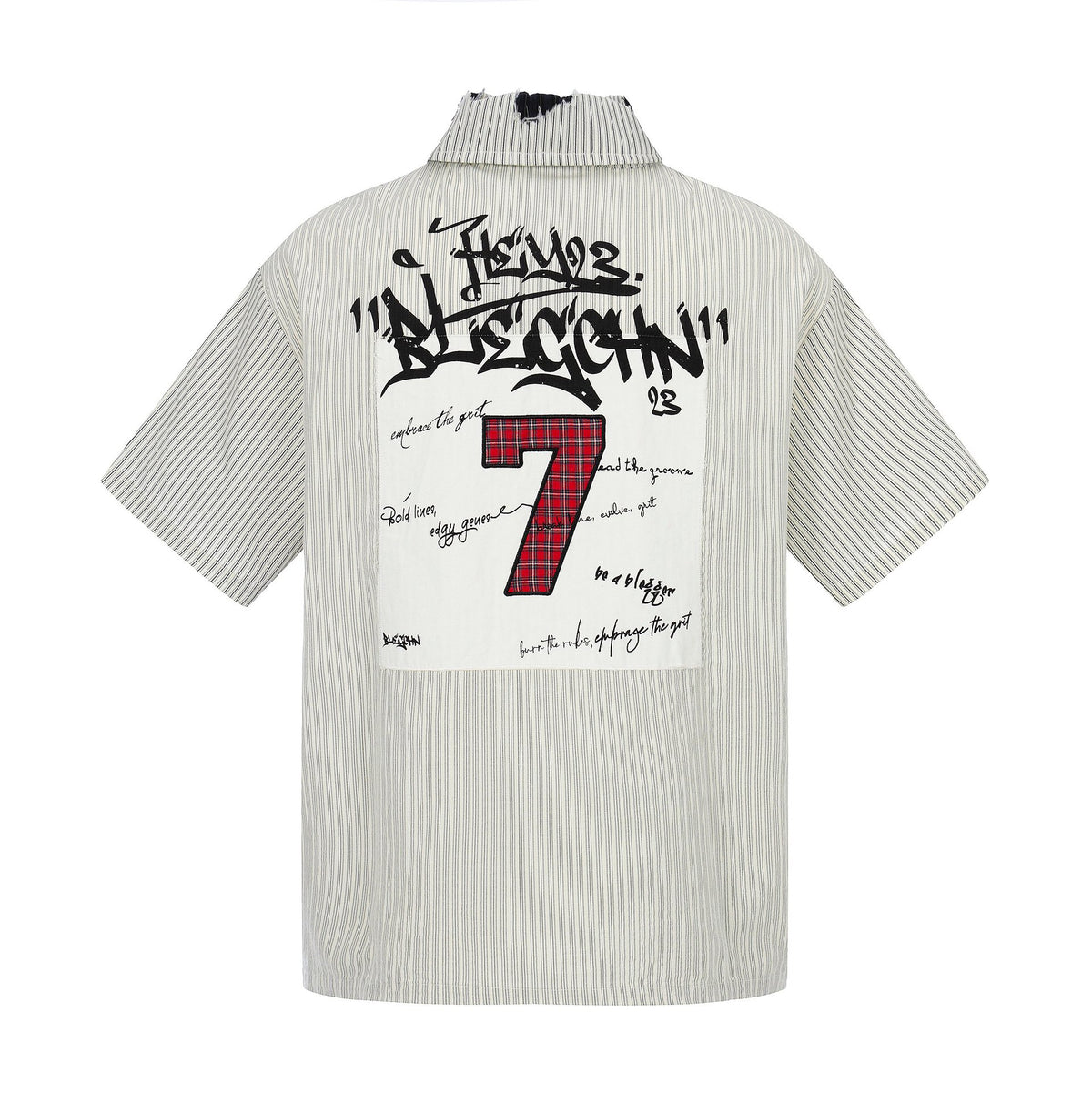Letter printed loose short sleeved striped shirt for men | MuddyStock Originals