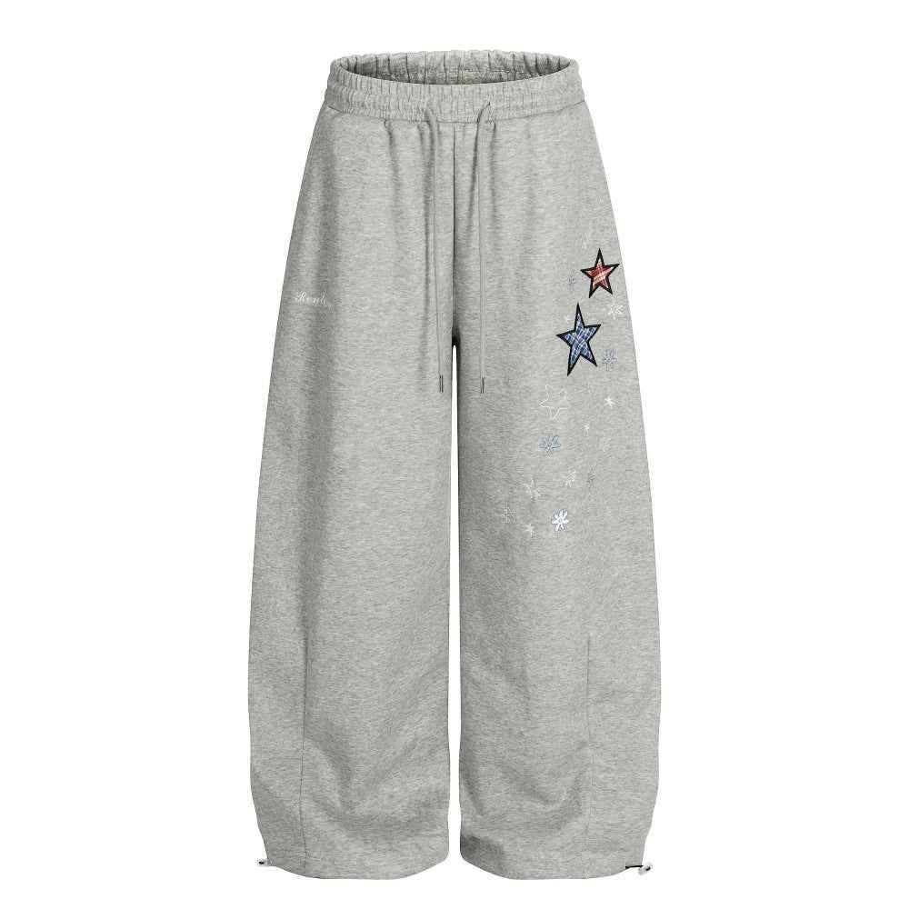 Five pointed star loose wide leg pants for women | MuddyStock Originals Gray