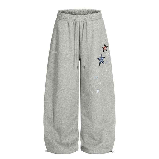 Five pointed star loose wide leg pants for women | MuddyStock Originals Gray