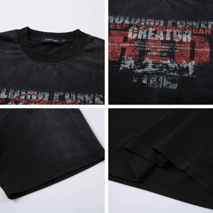 Washed Heavyweight Letter Print Short Sleeve T-Shirt For Men | MuddyStock Originals MuddyStock