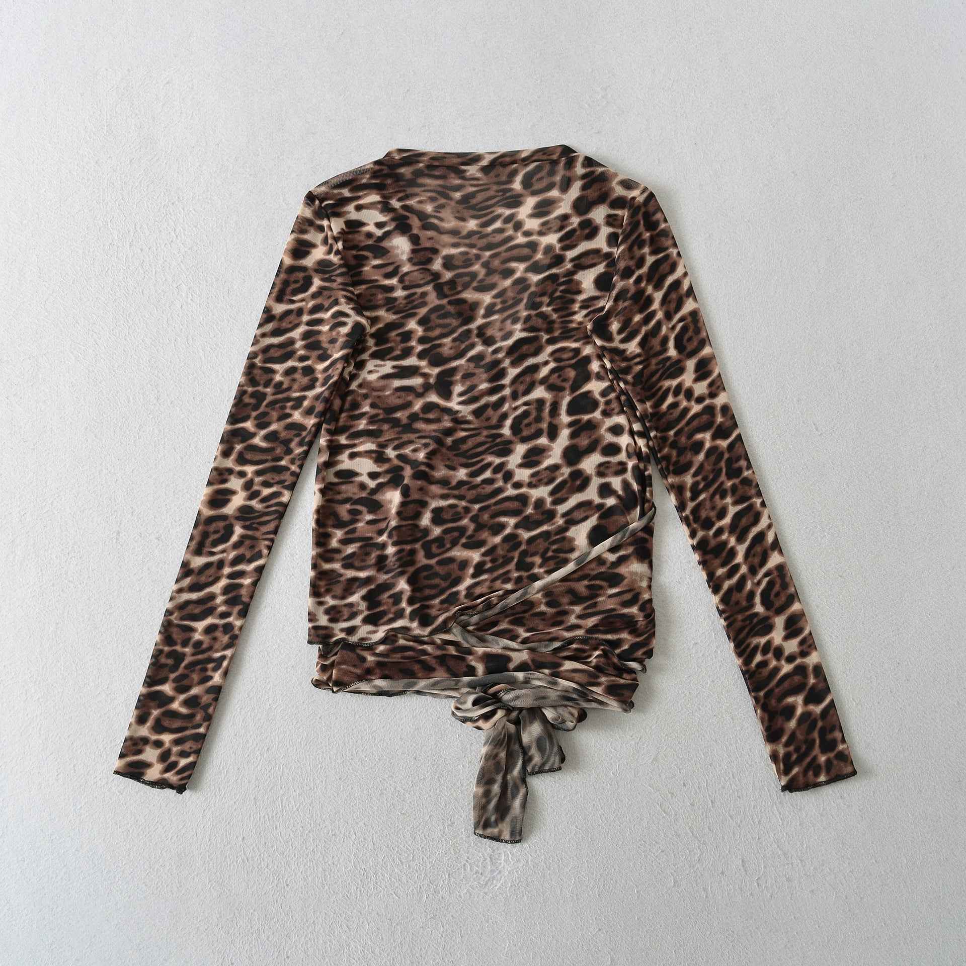 Leopard cross tie long sleeved top for women | MuddyStock Originals MuddyStock