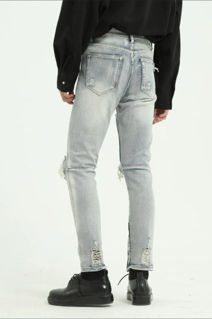 Distressed Skinny Jeans with Side Zip | MuddyStock Originals MuddyStock