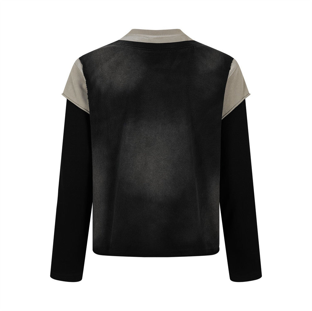 Fake two piece color blocked long sleeved shirt for women | MuddyStock Originals