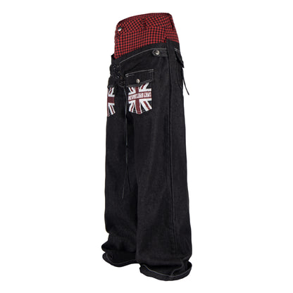 High street loose wide leg casual straight leg jeans for women | MuddyStock Originals