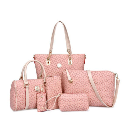 Fish bone patterned six piece bag set | MuddyStock Originals pink