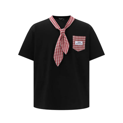 Splicing tie short sleeved T-shirt For Men | MuddyStock Originals Black eprolo