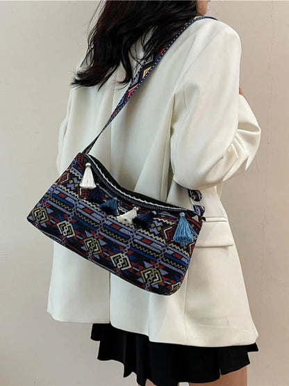 Tassel Adjustable Strap Shoulder Bag For Women