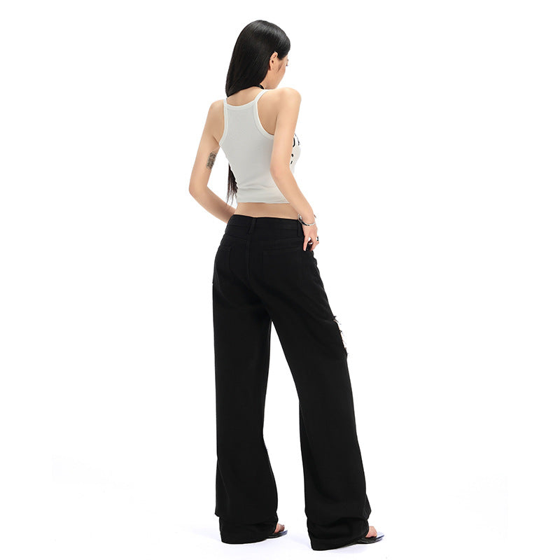 Hole Black Denim Pants For Women | MuddyStock Originals MuddyStock