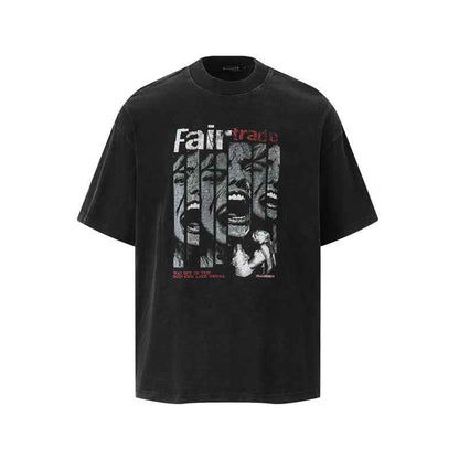 Creative Portrait Print Short Sleeve T-Shirt for Men | MuddyStock Originals Aged Black MuddyStock