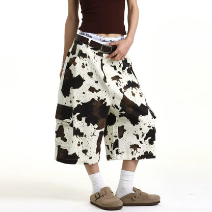 Lazy Loose High-Waisted Wide-Leg Shorts Pants Apricot