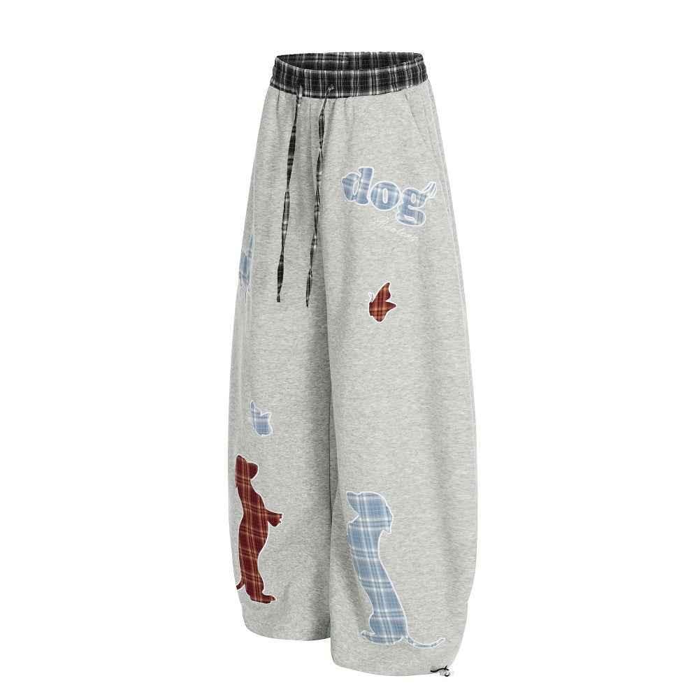 Animal cartoon patch embroidery curved knife trousers for women | MuddyStock Originals