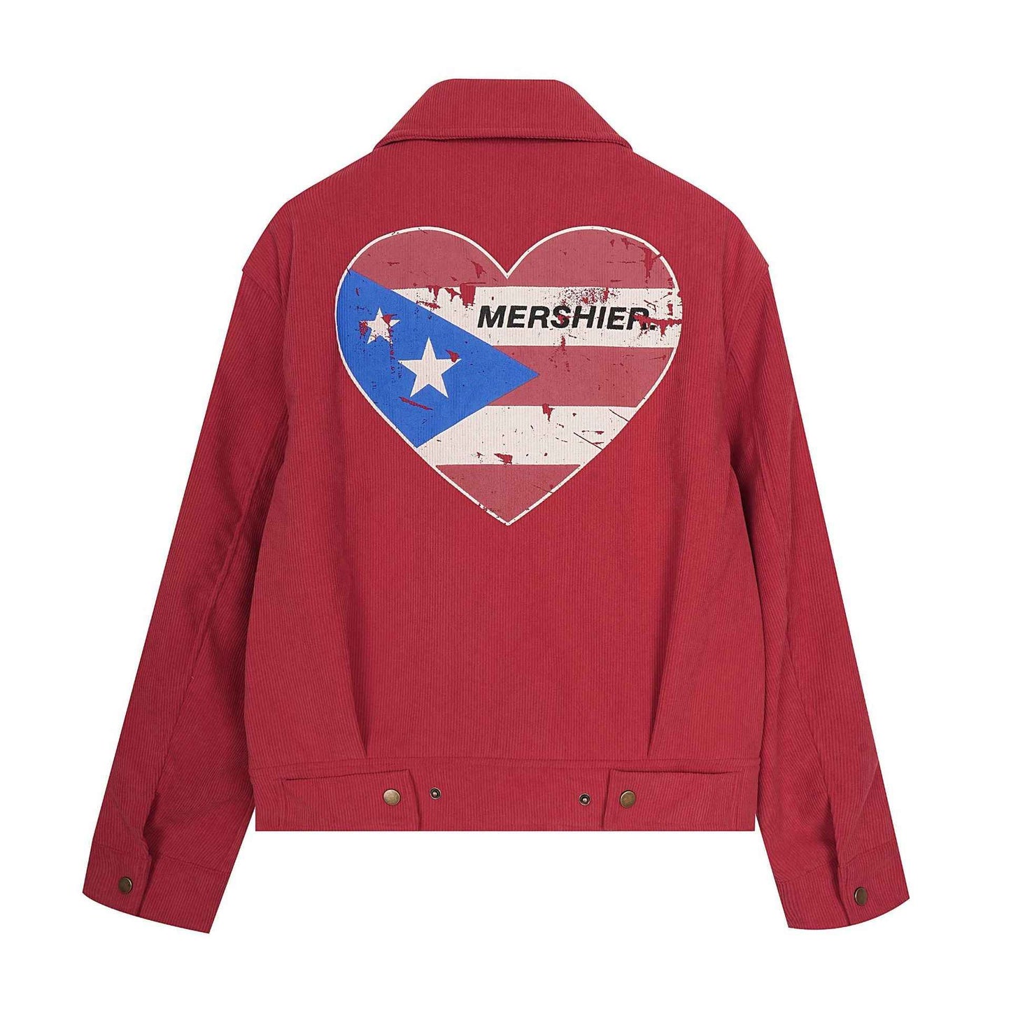 Corduroy heart-shaped printed lapel jacket for women