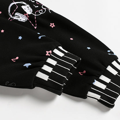 Men's Starry Pattern Cartoon Ears Zip-Up Hoodie Loose Casual Streetwear Jacket