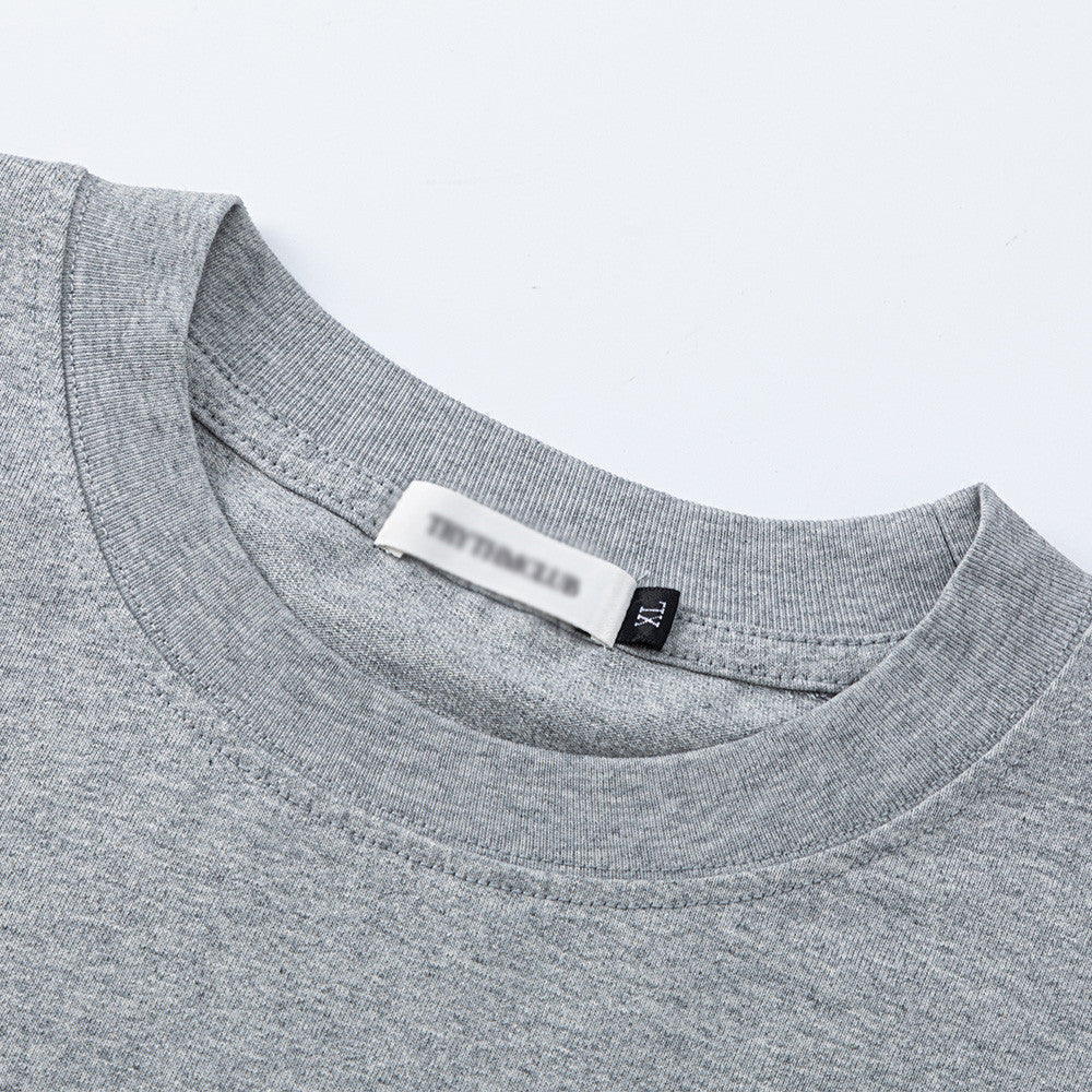 Handwritten Letter Print Long Sleeve Round Neck Men's Casual T-Shirt