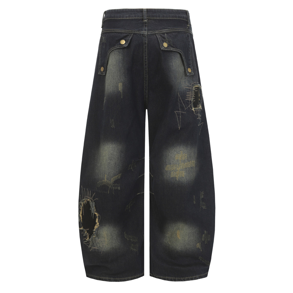 Washed patch curved knife jeans for women | MuddyStock Originals