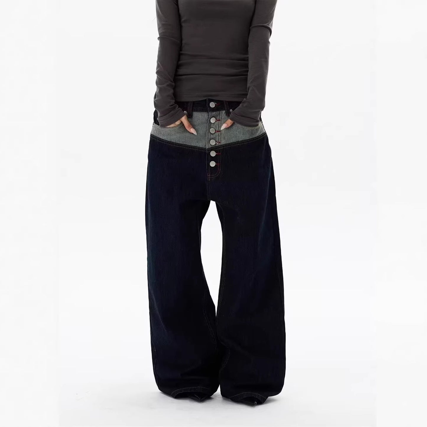 Wide Leg Curved Cut Jeans For Women | MuddyStock Originals