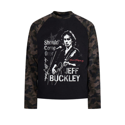 Rock portrait long sleeved camouflage t-shirt for men | MuddyStock Originals Black
