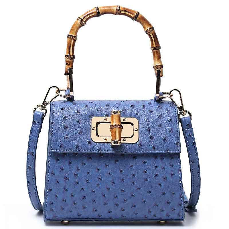 Buckle ostrich pattern women's bag blue eprolo