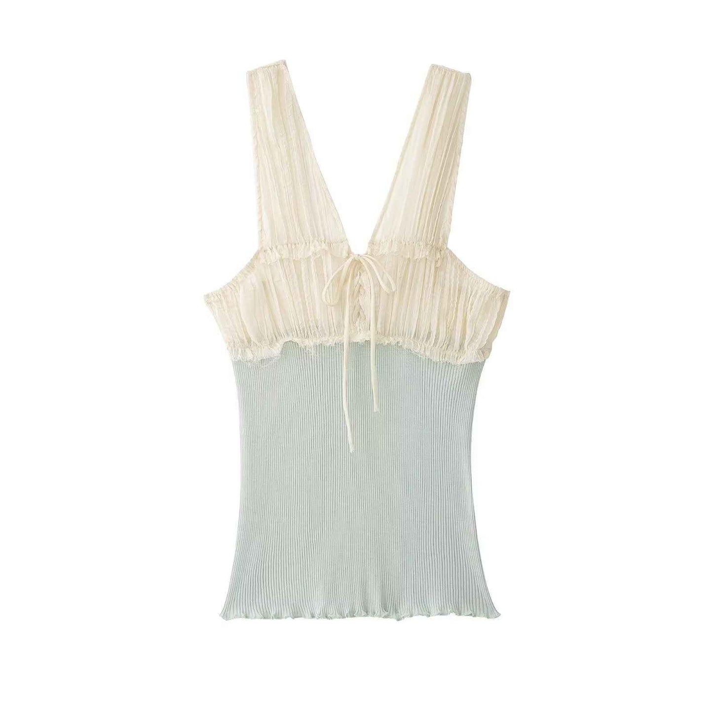 Lace patchwork camisole top for women | MuddyStock Originals Color-blocked