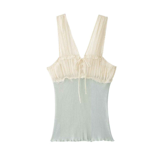 Lace patchwork camisole top for women | MuddyStock Originals Color-blocked