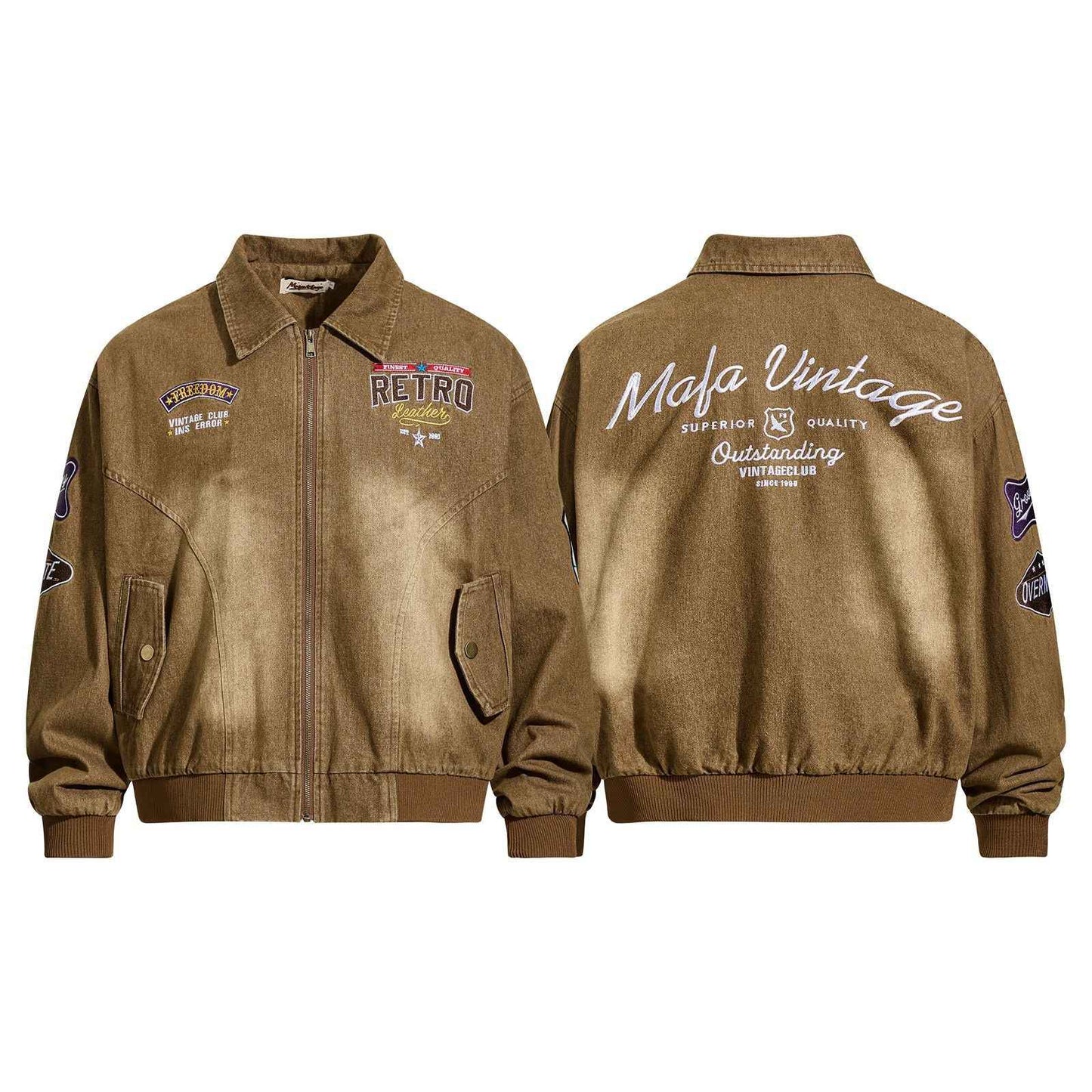 Retro Letter Embroidery Streetwear Cargo Jacket for Men | MuddyStock Originals MuddyStock