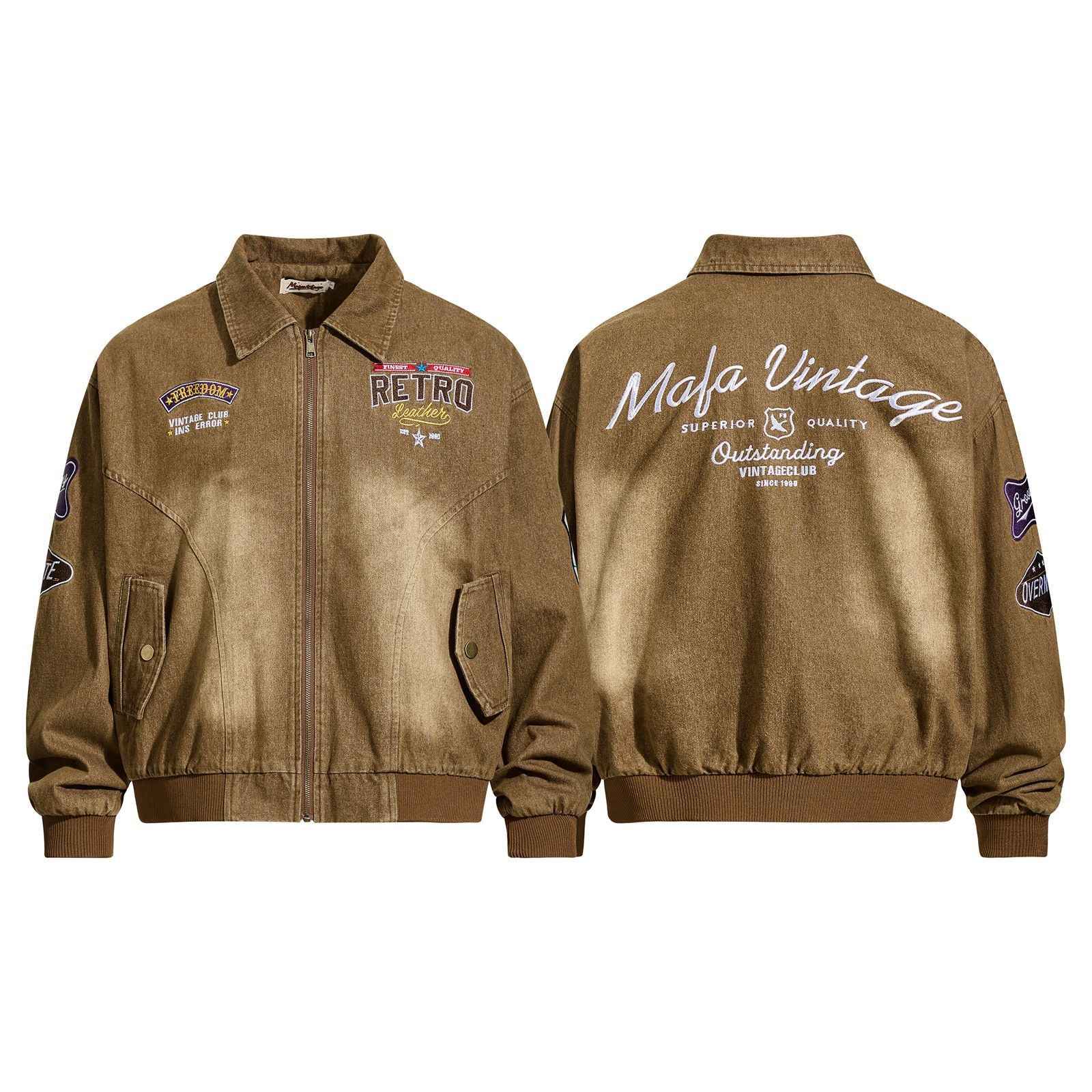 Retro Letter Embroidery Streetwear Cargo Jacket for Men | MuddyStock Originals MuddyStock