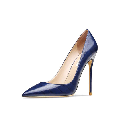 Crocodile Pattern Women's High Heel Blue