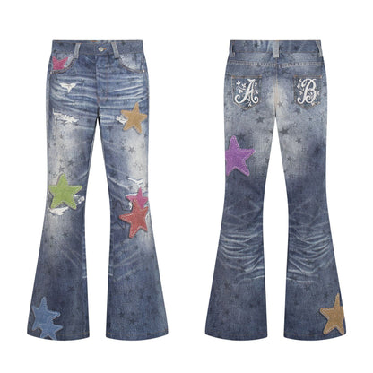 Vintage Star Digital Printed Jeans For Women | MuddyStock Originals