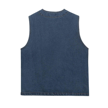 Washed Cartoon Snowman Printed Vintage Vest For Women | MuddyStock Originals
