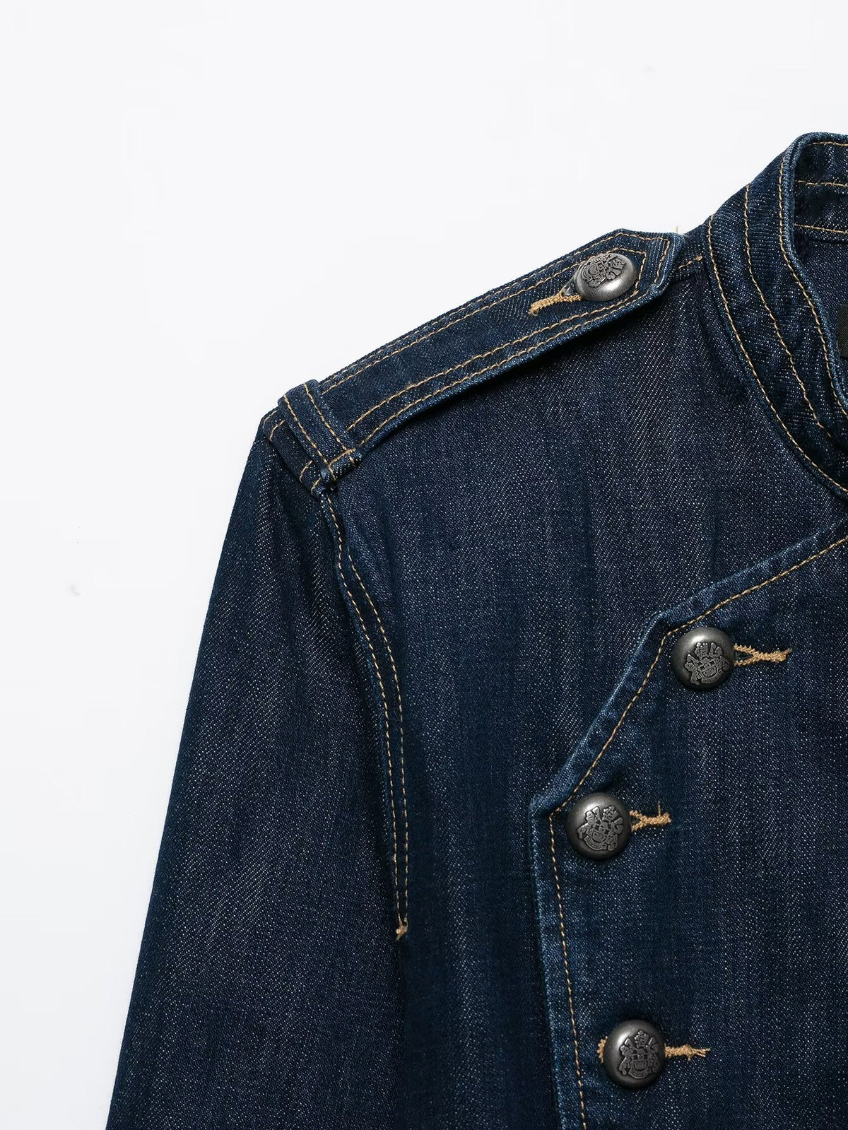 Button embellished denim jacket for women | MuddyStock Originals